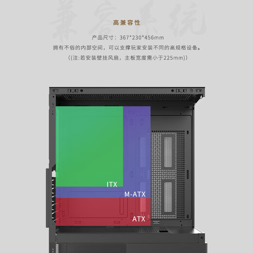 Peninsula Iron Box Yinglong 240 Wassergekühltes Zimmergehäuse mit Meerblick MATX Keine A-Säule Desktop-Host Desktop-Computer Panorama-Heimgehäuse Schwarz + Aurora Z13 ARGB-Lüfter 3 positiv und 2 umgekehrt