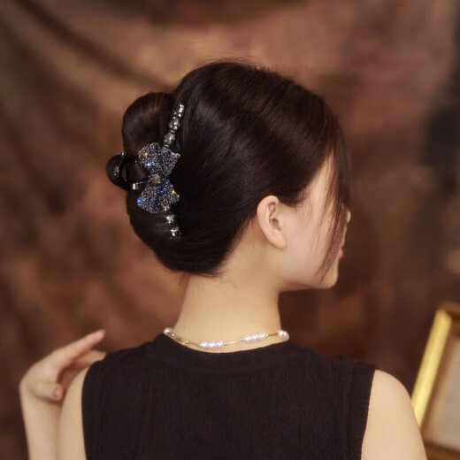 Bai Shilin Full Diamond Bow Large Hairpin Headwear Women's High-end Hairpin 2025 New Back of the Head Hairpin Valentine's Day Gift Full Diamond Butterfly Clip