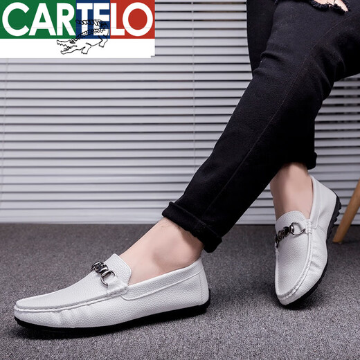 Cartelo Frühling und Sommer Neue Herren Beanie Schuhe Korean faule Schuhe Low top top topper Lederschuhe weiche Oberfläche Weiche alleinige trendige Herren lässig Schwarz 9851 42