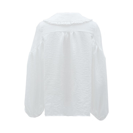 Two or Three Things Doll Collar Shirt Women's Spring New French Top Retro White Lantern Sleeve Shirt Shoulder Clouds White-y S