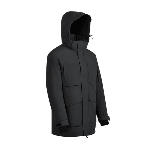 Made in Tokyo, winter short hooded ski down jacket, outdoor parka, thickened warm jacket for men, black XL