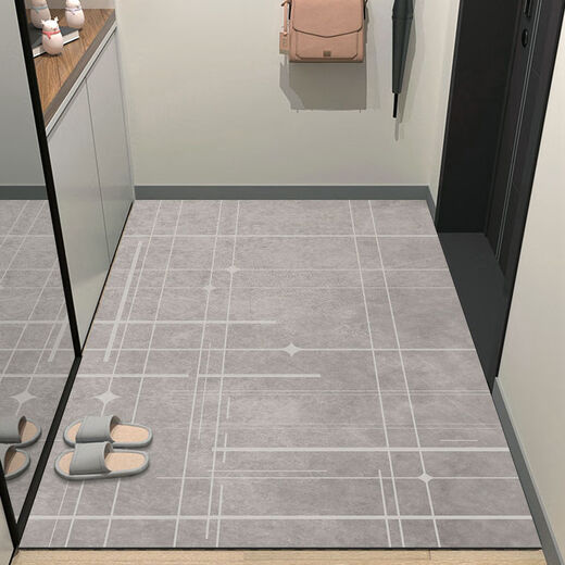Beiyan entrance floor mats, entrance door mats, door mats, cuttable entrance floor mats, entrance door absorbent non-slip carpets, Xinghe-grey 100cm*120cm