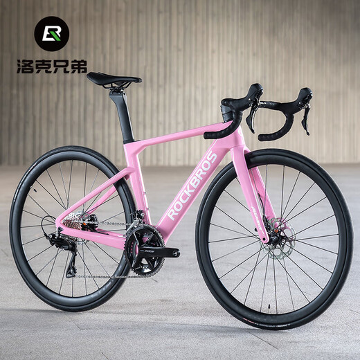 洛克兄弟（ROCKBROS）公路车碳纤维T700自行车105电变气动破风弯把碟刹竞赛车 粉色(禧玛诺R7170套件) 定制尺寸联系客服