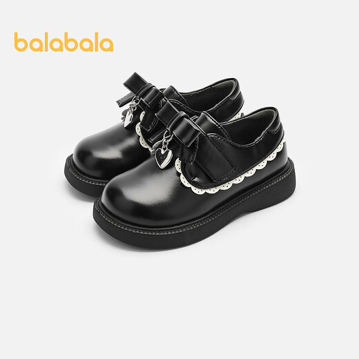 Balabala Girls Princess Shoes Literary Retro Literary Spring and Autumn Baby Sweet Trendy Small Leather Shoes Black 90001 36 Size