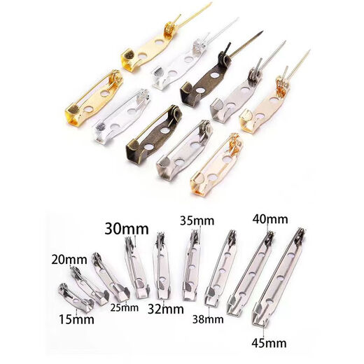 Muyu pins insurance safety pin plaque brace bottom buckle pin with lock tie brooch DIY accessories handmade jewelry silver disc brooch 2CM [20 packs]