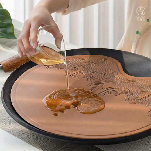 Wanqiantang tea tray household pottery kung fu tea tray water pipe wet and dry water storage tea table seawater river cliff