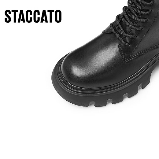 Sigatus neuer Winter britischer Stil Martin Boots Butter Schuhe kurze Stiefel Dicke Sohle erhöhte Frauenstiefel Y3918DD4 TRUFFE Schwarz 35