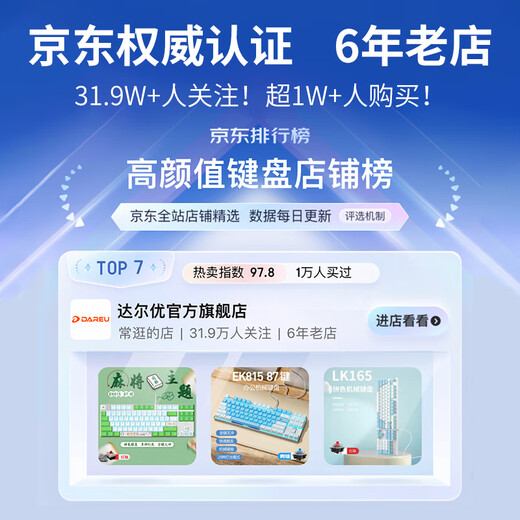 Daeryou EK815 Mechanical Alloy Edition 87 White and Blue Mechanical Keyboard Game Keyboard Wired CF Chicken Eating LOL Universal for Men and Women Students Laptop 87 Key White and Green Avocado Tea Roll [Multiple Lighting Modes]