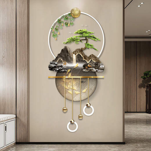 Zeichnen der Stadt Fulu Jinshan Eingang Dekorative Malerei Landschaft hochrangiger dreidimensionaler LED-Wandlampenmalerei Eingangsflur und Korridorhängung Fulu Jinshan ZP4836+ZP4837+ZP4839 60*130 cm gewöhnliche Hängsmalerei ohne Lichter