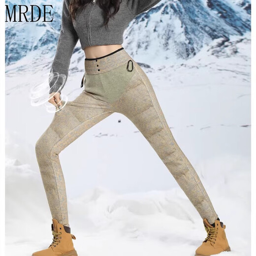 MR.DE Five White Goose Coldproof Pants Women's Winter Slim-Fit Plus Velvet Thickened Warm Pants High Waist Women's Pants Black XL 105-120