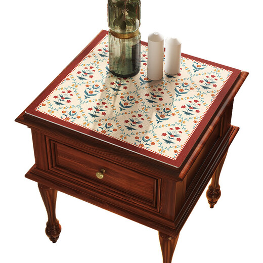 Jinko American bedside table cushion cover cloth edge square towel light luxury waterproof, oil-proof, anti-scalding, no-wash leather tablecloth dust cover Natalie sheepskin pattern anti-fouling mat 120*120cm