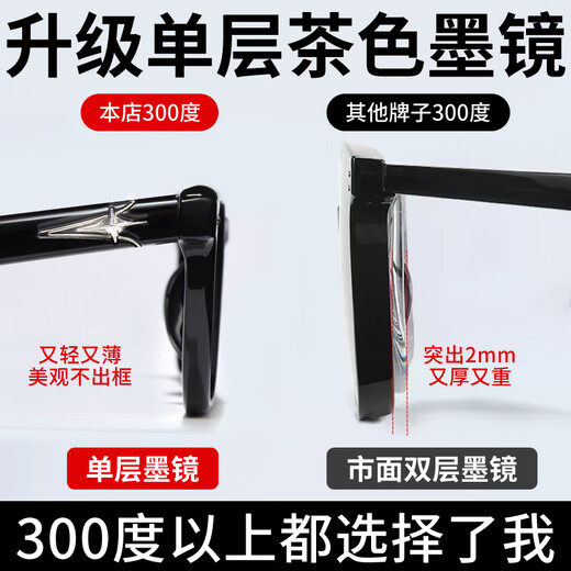 创果近视可配度数墨镜男女款偏光太阳镜开车防强光遮阳眼镜送女友老婆 双眼近视100度-5266黑偏光墨镜 5266【单层墨镜】