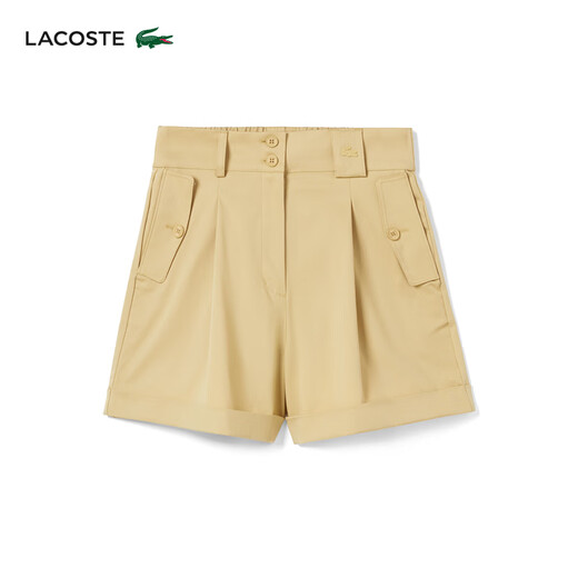 Lacoste French Crocodile Damen -Elastizitätshose Taille Rüppte tägliche lässige, komfortable vielseitige Bermuda -Shorts FF3880 IXQ/Croissant 36 160