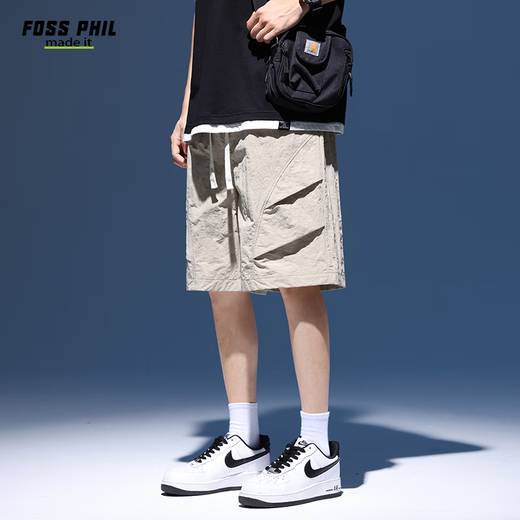 
Foss Phil shorts men's summer workwear trendy casual ice silk mid-pants loose sports five-point pants 9906 khaki 2XL