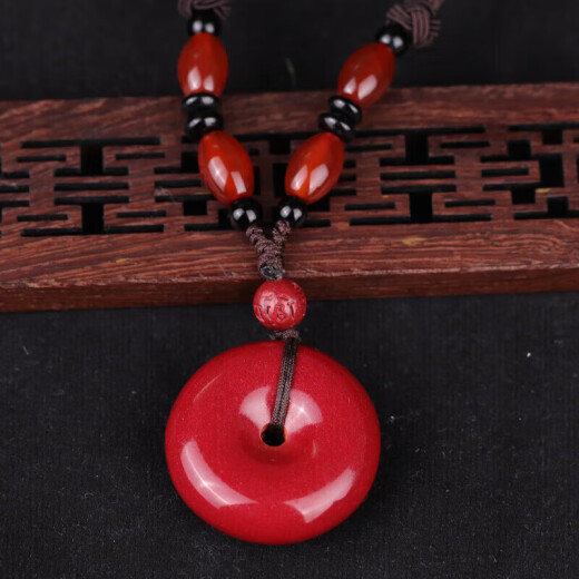 Shiyue jewelry cinnabar pendant imperial sand safety buckle pendant transfer amulet for men and women large crystal agate