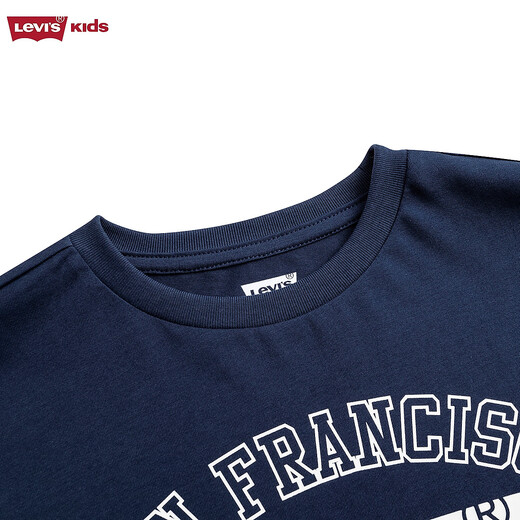 Levi s Levi's children's clothing for boys and girls pure cotton long-sleeved T-shirt spring and autumn holiday two-piece children's tops dark indigo 130/64 recommended height 116-122cm