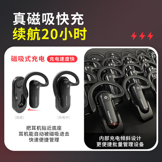 IndoorLink wireless interpreter one-to-many government and enterprise reception factory visit project inspection business conference interpretation equipment museum exhibition hall deep interconnection interpreter SCHL-E201 single lecture + 10 people receiving long battery life + 1 multi-port charging stand