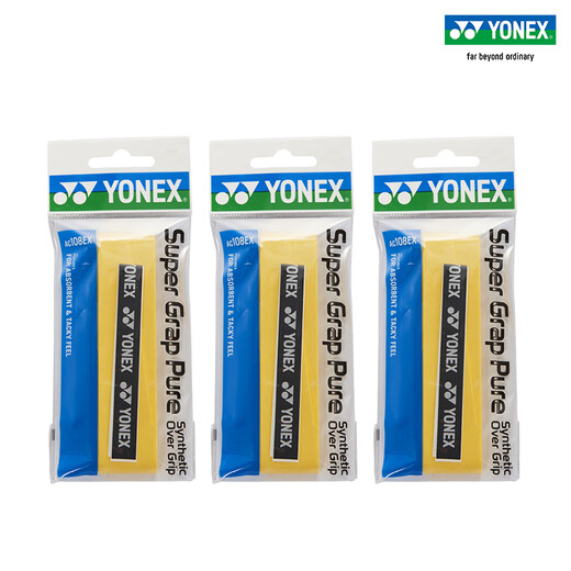 YONEX/尤尼克斯 手胶 羽毛球拍手胶 yy吸汗带防滑手柄缠带缠绕带 108 AC 108EX 白色 (3条装)