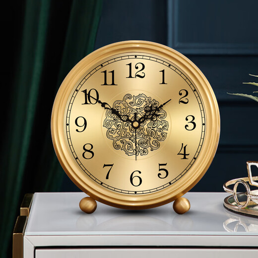 Cairns high-end brass pendulum table clock living room modern simple desktop clock ornaments sitting pendulum clock 2025 new 0806B multi-layered copper frame + classic dial