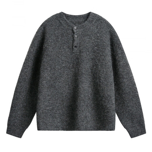 Tulan Hangzhou Sijiqing Clothing Wholesale Market Men's Sweater Light Luxury Old Money Henry Collar Polo Sweater Men's Autumn and Winter Carbon Gray M