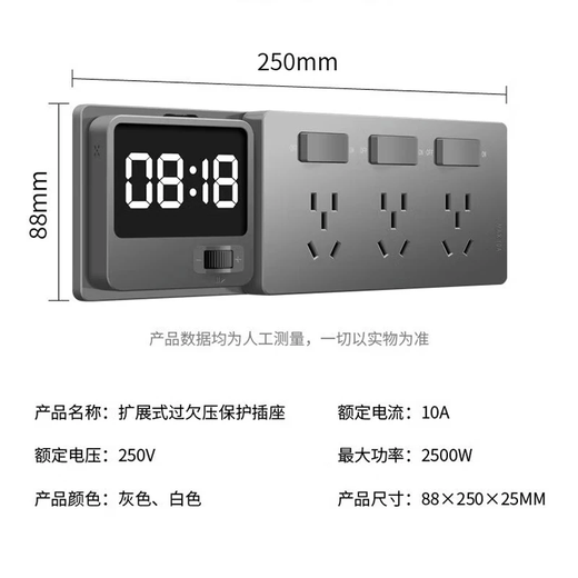 Internationaler Elektriker 86 Typ Expansion Socket Intelligenter Über-Einspannungs-Schutzkonverter Hochleistungsküchen-Expansionsbuchse Expandieren Sie links-Grau-Choose-Chode