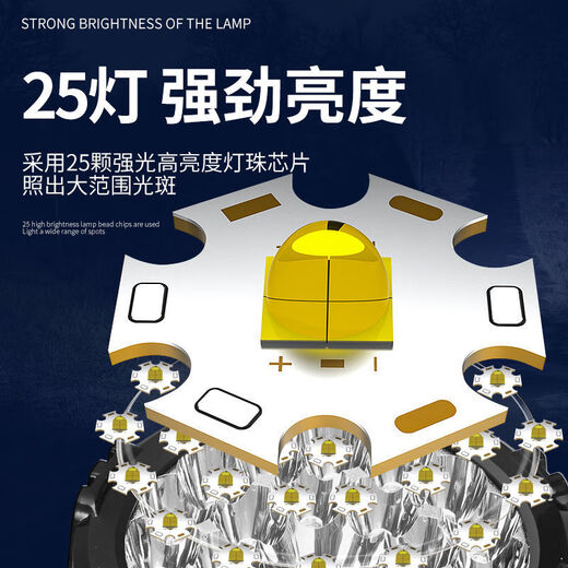 筏芯手电筒超长续航24小时大泛光可充强光散光探照灯家用户外亮提灯 家用散光：近光大光圈+进口锂电 25颗灯珠+侧灯【大光圈停电首选】