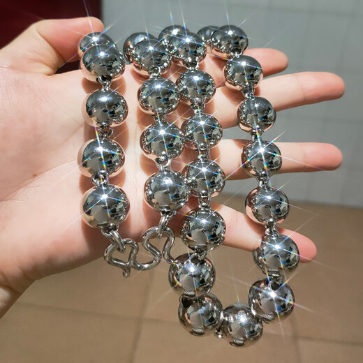 Fat Donglai same style platinum necklace men's platinum pt950 silver-wrapped 999 ball laser beam classic 6mm diameter ball chain about 45g*55cm#p