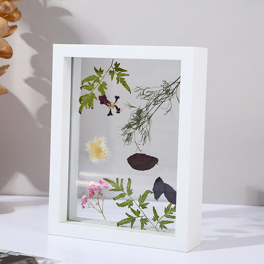 Chunjin Qiuli photo frame picture frame double-sided glass specimen frame simple transparent table density board photo frame specimen picture frame table wholesale white 5 inch (9*13)CM