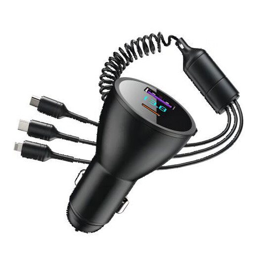 Newman car charger super fast charging is suitable for Huawei OPPO Honor Xiaomi Apple mobile phone cigarette lighter conversion head black comes with 1 drag 3 fast charging cable