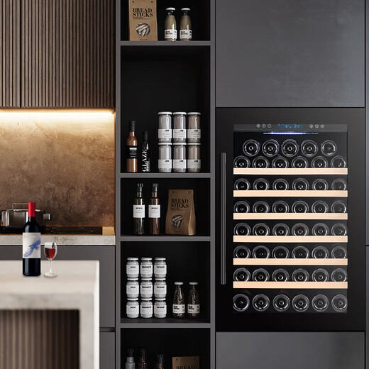 Bacchus wine cabinet built-in 48-pack thermostatic wine cabinet home wine champagne storage wine cabinet ice-freezer cabinet foreign wine home kitchen living room villa wall cabinet YC-110 black single temperature air-cooled compressor fully built-in 48 bottles