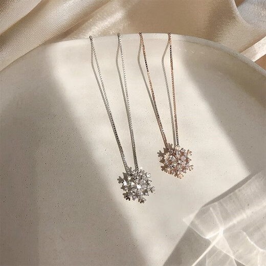 Blancpain Snowflake S925 sterling silver necklace women's exquisite clavicle chain 2024 new light luxury niche design high-end champagne color Snowflake Necklace
