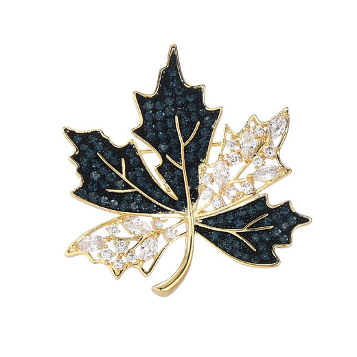 DEMURE crystal maple leaf brooch men's brooch pin high-end gift for husband temperament simple shirt decoration
