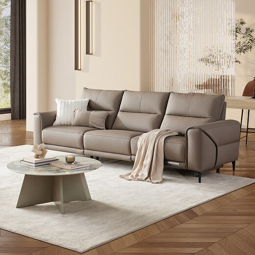 Lezhibao Lazboy en cuir authentique en cuir zéro-to-mur salon de la ceinture électrique droite renversée plusieurs 677 café [30 jours de cheveux]