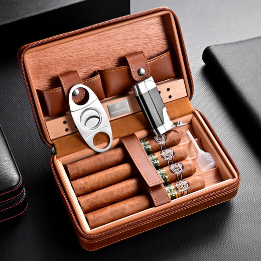 CIGARLOONG cigar box portable cigar cutter three-piece set lighter cedar wood Cuban cigar humidor