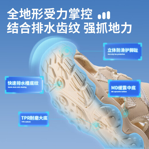 Camel Children's Baotou Sandals Summer Casual Beach Shoes Anti-collision Anti-Slip School Shoes for Middle and Older Children Blue 35