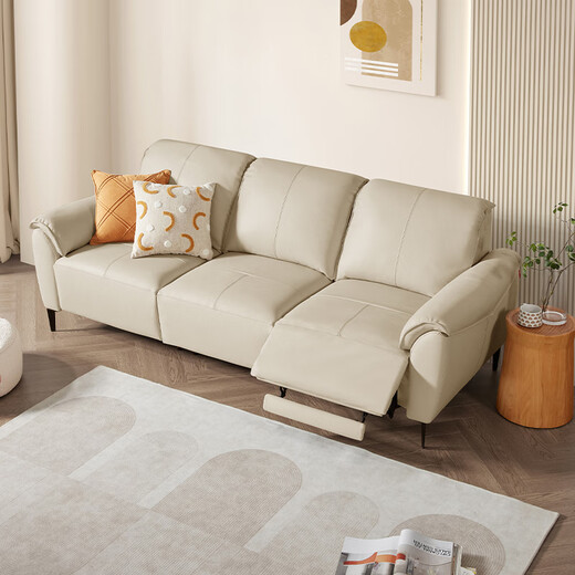 Gujia Home (Kuka) Einfaches funktionelles Ledersofa Wohnzimmer Null gegen Wand 6175b weiche leere Drei-Personen-Sitz 2 Elektro