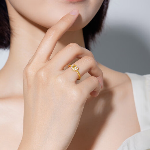 Congye Hong Kong gold shop sugar cube gold ring gold-plated silver ancient ring ring Shenzhen Shuibei male and female couple model sweet sugar cube ring gold 0.5 grams