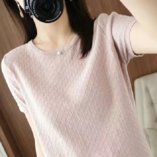 Дэн Pretty Xinjiang Cotton's New Summer Letred Round Cround Sheams Shipeded Forking's Leaso's Forge Fore Werbatile Top Base Shirt Tendy 9898 Кожаный розовый M 80-100-джин [Jin равняется 0,5 кг]