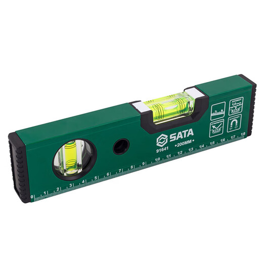 SATA 91641 impact-resistant level bubble with magnetic level 200MM high-precision decoration household ruler with scale