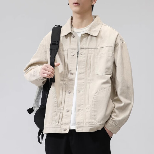 Jeanswest Spring and Autumn Denim Jacket Men's Trendy Brand 2025 New Cotton High Street Work Jacket Loose Casual Top MS323 Mi Xing L 130-150 Jin Jin equals 0.5 kg