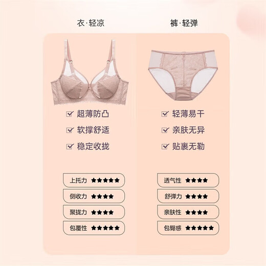 Oudifen underwear big breasts show small full cup ultra-thin bra set large size bra for women XB3314