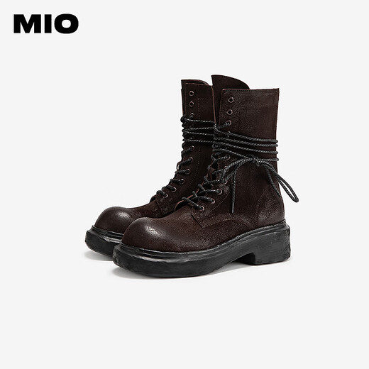 Mio [gleiches Modell in Cheng Xiao] Mio 2024 Winter Retro Britisch-Stil Dick-Soled-Martin-Stiefel coole weibliche Mittelröhrchen Stiefel Ton 37