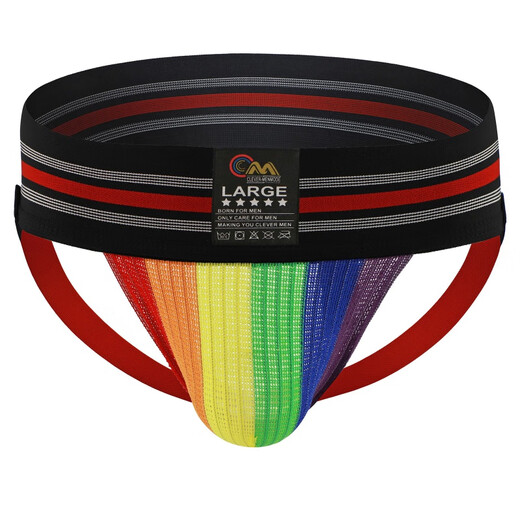 Clever -Menmode Europäischer und amerikanischer Männer Sport Tanga Wide Gürtel atmungsaktive große Bag Bag Hüfte Doppelte Ticks Weiß 1 Streifen L (80-87 cm)