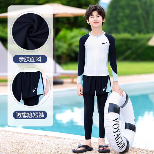 Huili Kinder Badeanzug Boy Split Long-Ärmeln Schwimmstämme mittelgroß