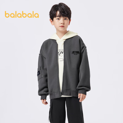 Balabala boys' jackets children's autumn clothes children's clothing medium and large children's loose splicing embroidered baseball collar top 202323105111