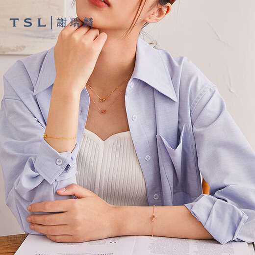 Xie Ruilin (TSL) LOVE CIRCLE series 18K gold necklace double ring color gold necklace BC152 K yellow