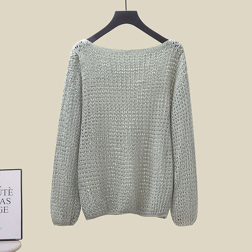 
Sichuanshe 2025 autumn new women's fashion loose shoulder long sleeve round neck hollow knitted sweater