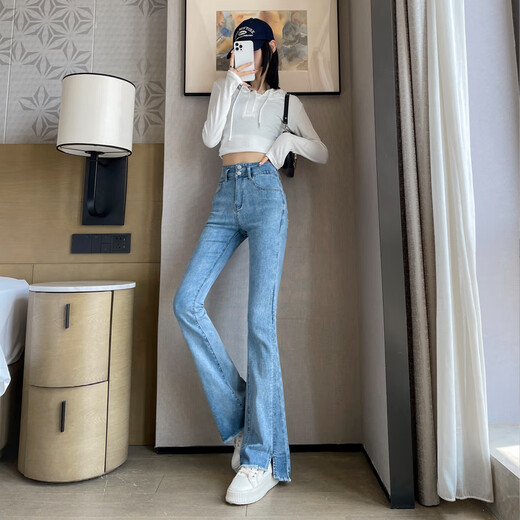 Jean ankadan plus en velours pour les femmes en automne et hiver nouveau chaleur haute chaleur épaissie pantalon éloigné slim.