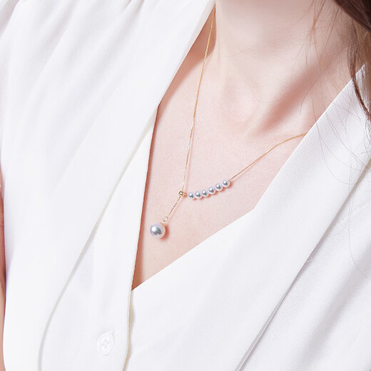 玹显海水珍珠项链人鱼泪多珠款彩凛天女Y锁骨链3585 链