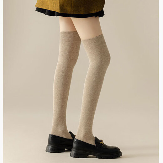 Otsui over-the-knee socks three-piece set calf socks stockings autumn and winter solid color long high ins trendy long calf socks black + dark gray + khaki | Japanese over-the-knee calf socks